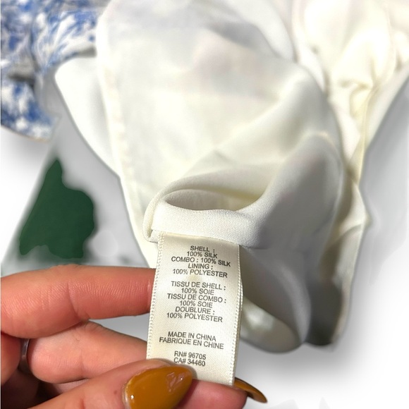 Rebecca Taylor Aimee Floral Silk Mini Shirt Dress Blue White Size 0 - Picture 12 of 12